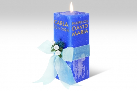Espelma personalitzada per bateig · 21,5 cm · Color Blau