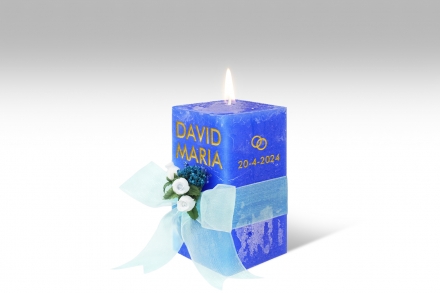 Espelma personalitzada per casament · 14,5 cm · Color Blau