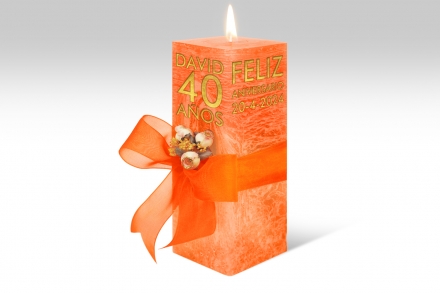 Espelma personalitzada per aniversari · 21,5 cm · Color Taronja