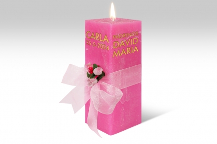 Espelma personalitzada per bateig · 21,5 cm · Color Rosa