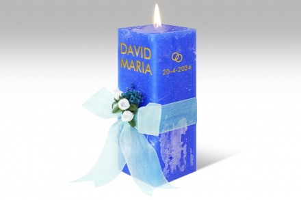 Espelma personalitzada per casament · 21,5 cm · Color Blau