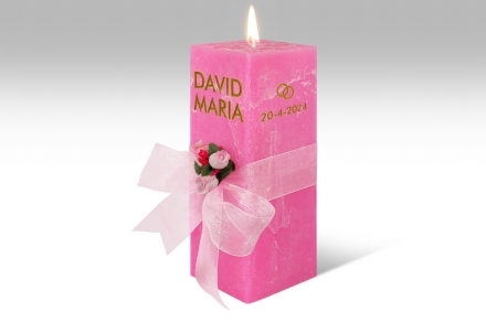 Vela personalizada para boda · 21,5 cm · Color Rosa