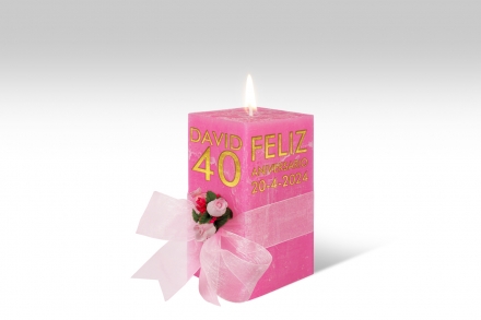 Espelma personalitzada per aniversari · 14,5 cm · Color Rosa