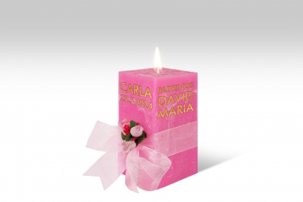 Espelma personalitzada per bateig · 14,5 cm · Color Rosa