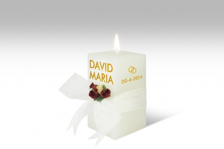 Vela personalizada para boda · 14,5 cm · Color Blanco